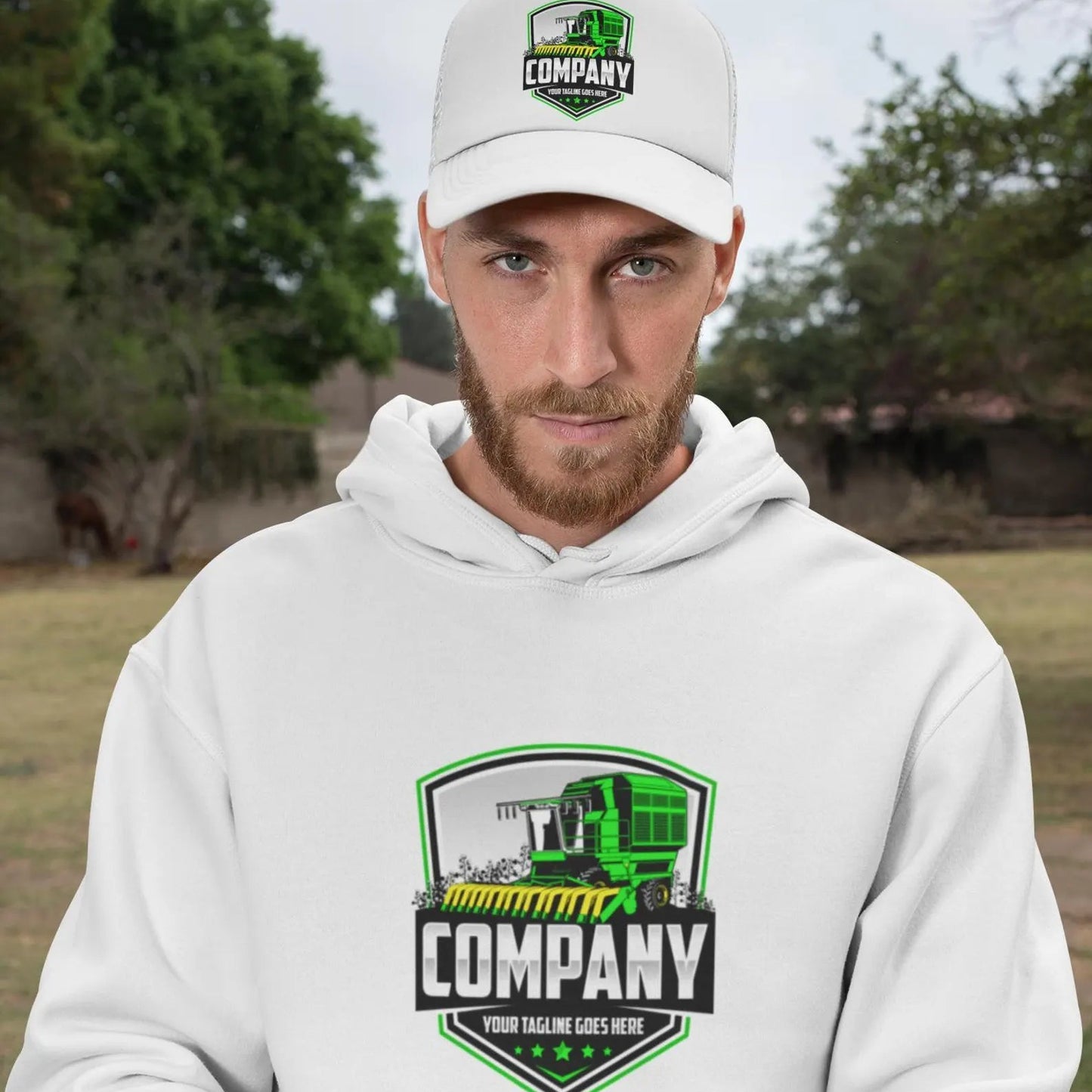 Cotton Stripper Logo – Farm Agriculture Machine