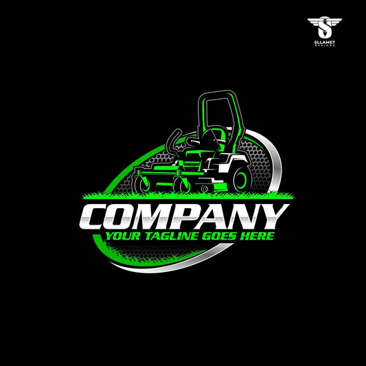 Zero turn mower logo template for lawn care and landscaping service in SVG AI EPS PNG editable vector format