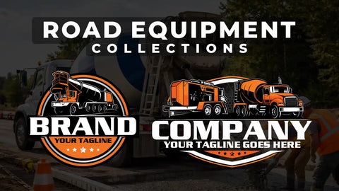 road equipment logo, construction branding, heavy machinery logo design, infrastructure logo svg ai eps png