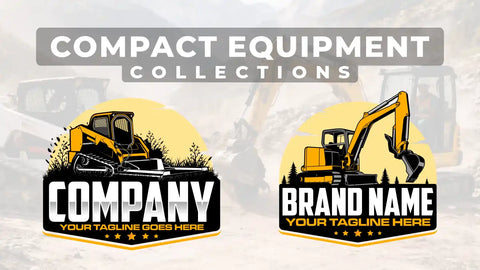 compact equipment logo, mini excavator logo, skid steer branding, small machinery logo design, equipment logo svg ai eps png