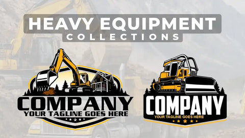heavy equipment logo, construction machinery logo, industrial branding, excavator logo design, equipment logo svg ai eps png