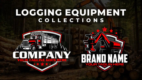 logging equipment logo, forestry logo, lumberjack branding, timber industry logo design, wood business logo svg ai eps png