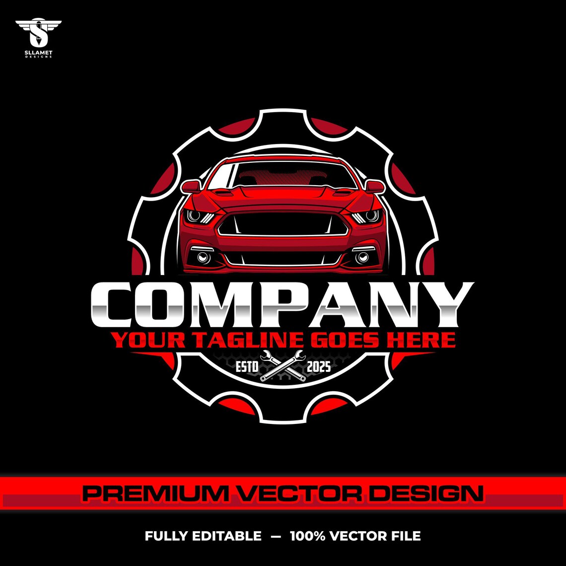 Professional auto repair and mechanic garage logo template in EPS SVG PNG formats