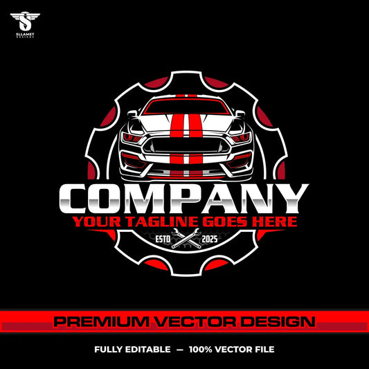 Auto repair logo template for car service mechanic workshop in SVG AI EPS PNG editable vector format