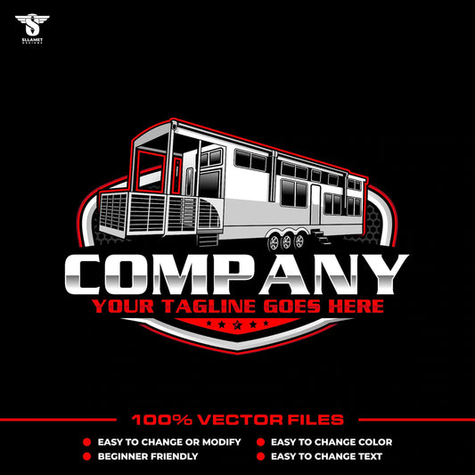 Park model RV logo template for destination trailer company in SVG AI EPS PNG editable vector format