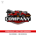Skid steer forestry truck excavator logo template for tree service in SVG AI EPS PNG editable vector format