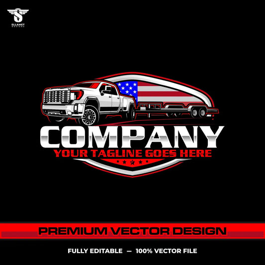 USA hotshot towing logo template for bumper pull trucking company in SVG AI EPS PNG editable vector format