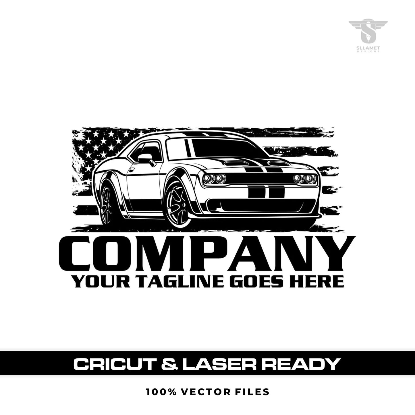 American muscle car logo template in SVG AI EPS PNG Cricut laser cut file format for automotive branding