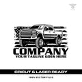 American pickup truck logo template for hauling business in SVG AI EPS PNG Cricut laser cut file format