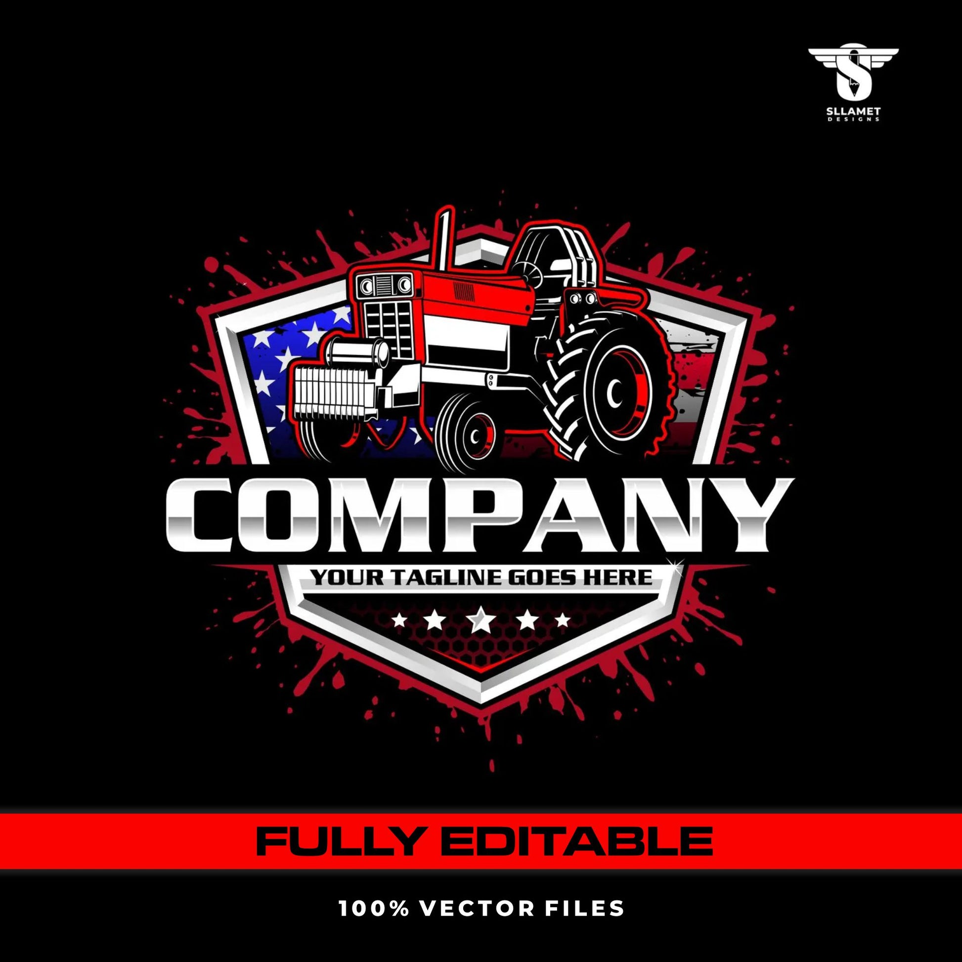 American tractor pull logo template for agriculture farming in SVG AI EPS PNG editable vector format