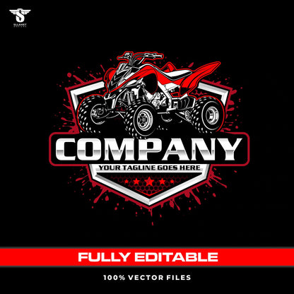 ATV logo template with sport quad offroad racing design in SVG AI EPS editable vector format