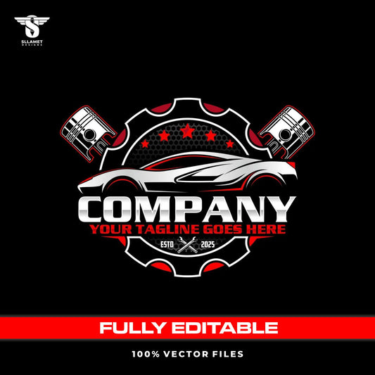 Auto repair logo template for car service mechanic workshop in SVG AI EPS PNG editable vector format