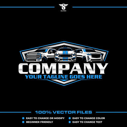 Automotive dealer logo template for car sales showroom in SVG AI EPS editable vector format