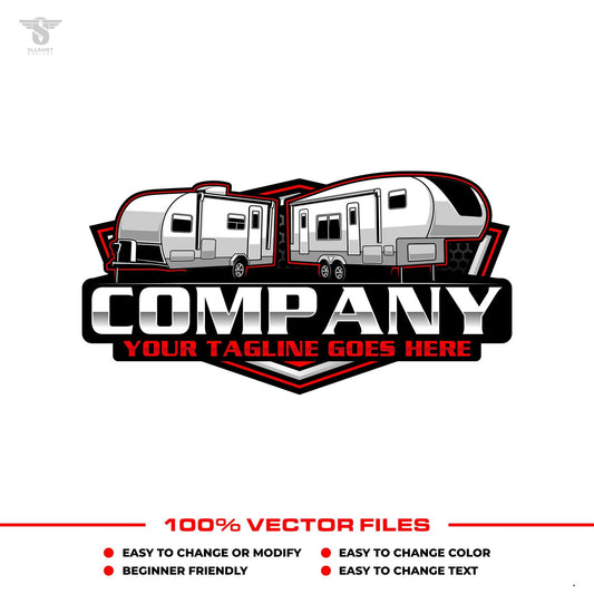 Campground logo template for travel trailer RV park branding in SVG AI EPS PNG editable vector format