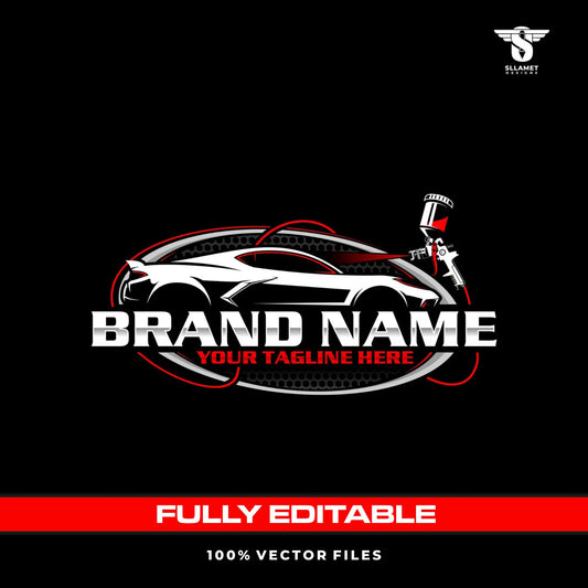 Car painting logo template for auto body shop repair in SVG AI EPS PNG editable vector format