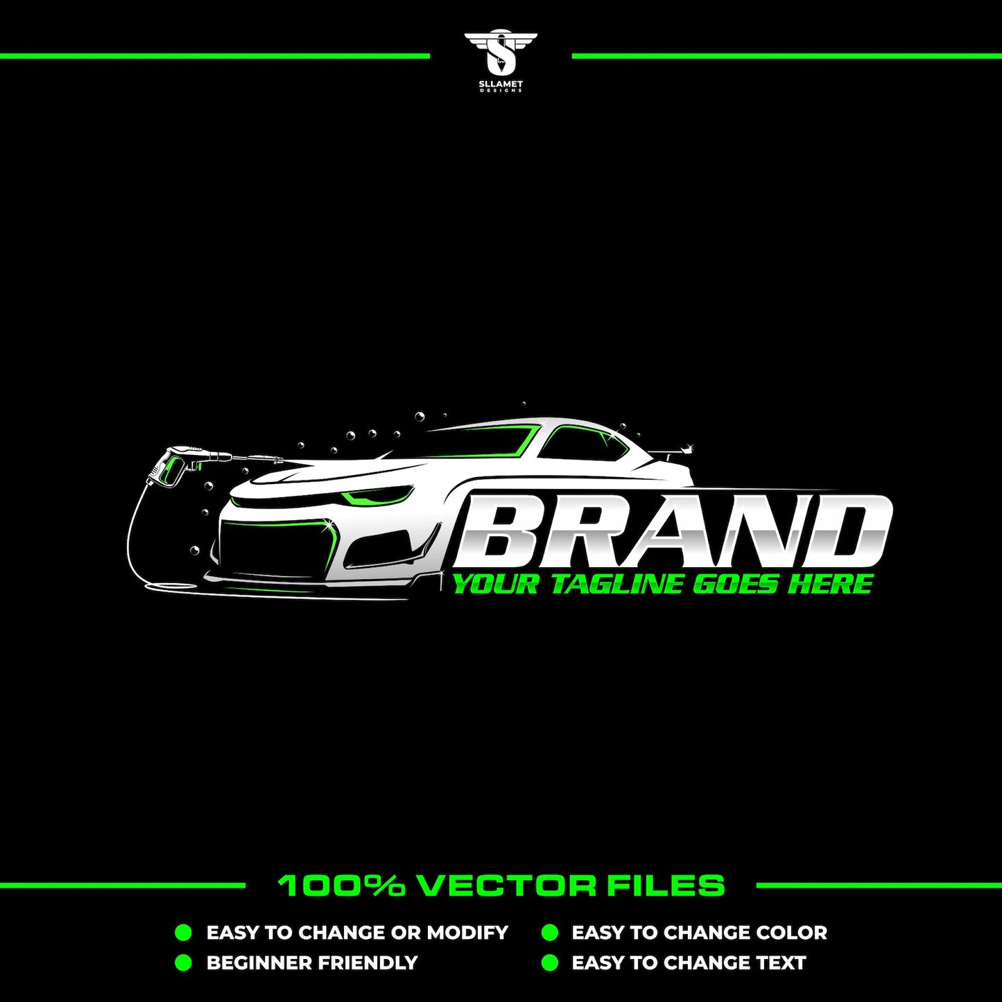 Car wash logo template for auto detailing and cleaning service in SVG AI EPS editable vector format