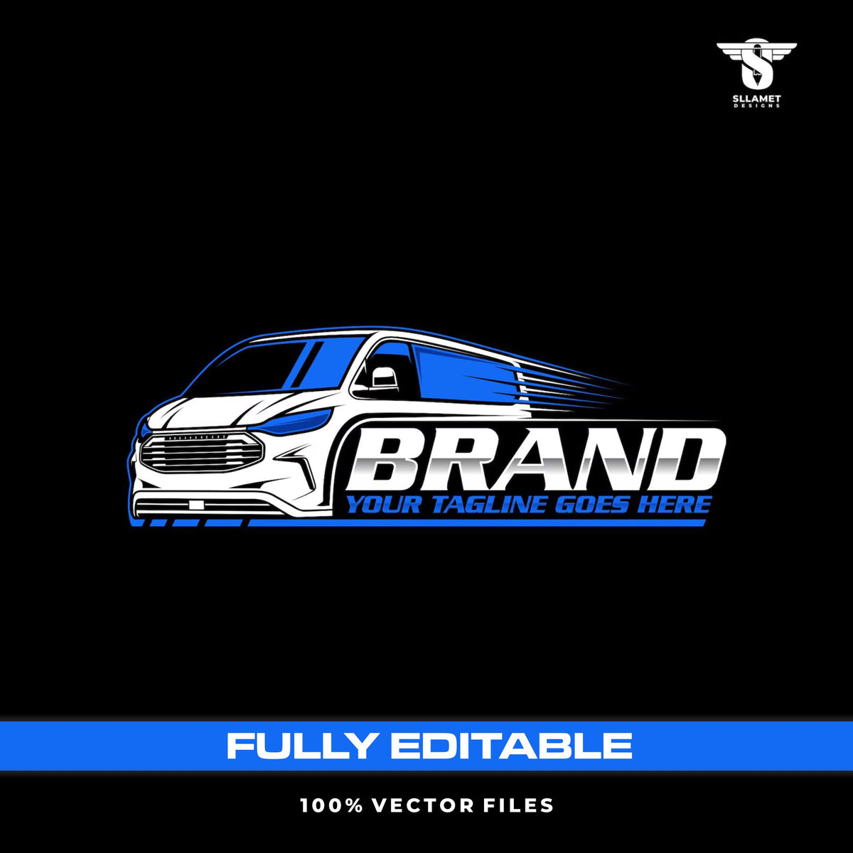 Delivery cargo van logo template for logistics shipping transport in SVG AI EPS PNG editable vector format