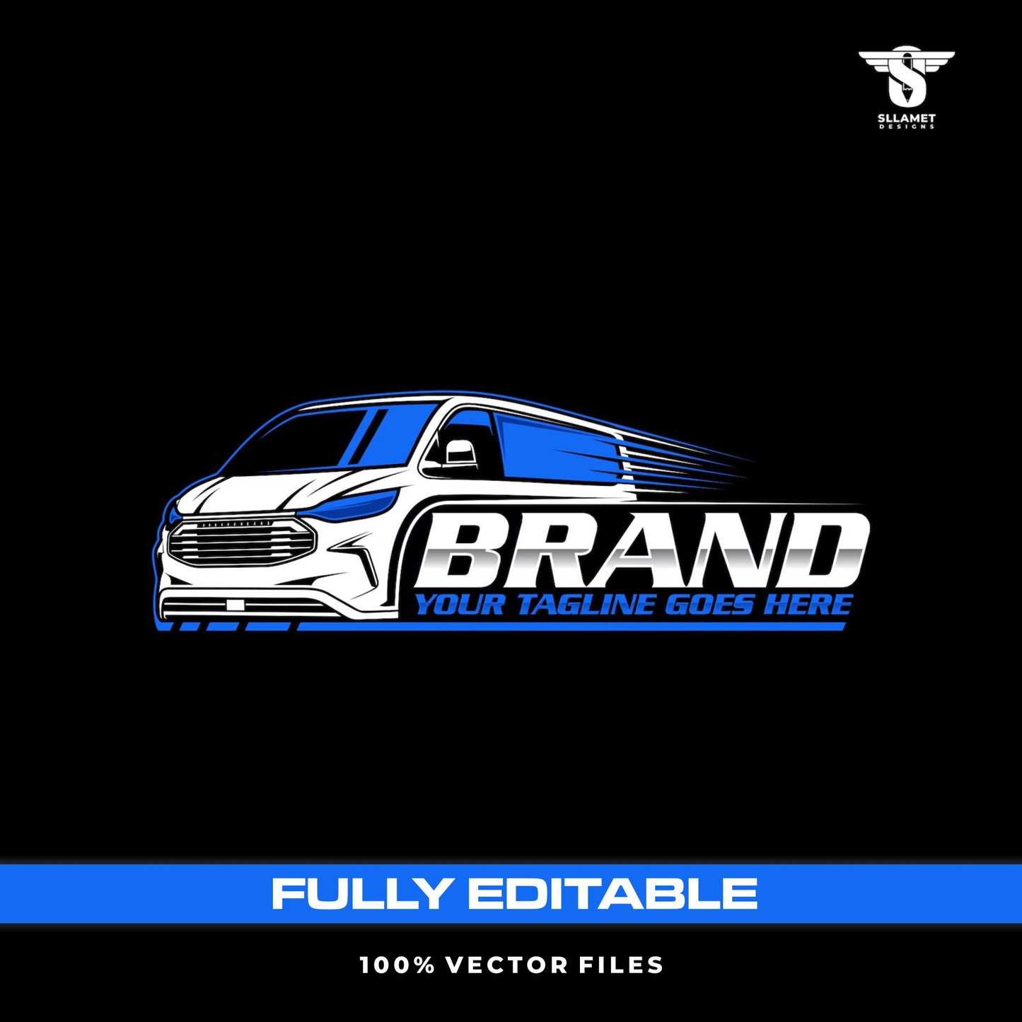Delivery cargo van logo template for logistics shipping transport in SVG AI EPS PNG editable vector format