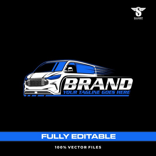 Delivery cargo van logo template for logistics shipping transport in SVG AI EPS PNG editable vector format