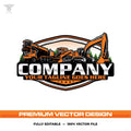 Skid steer concrete truck excavator logo template for construction in SVG AI EPS PNG editable vector format