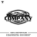 Construction logo template with pickup truck gooseneck dump trailer skid steer in SVG AI EPS PNG editable vector format