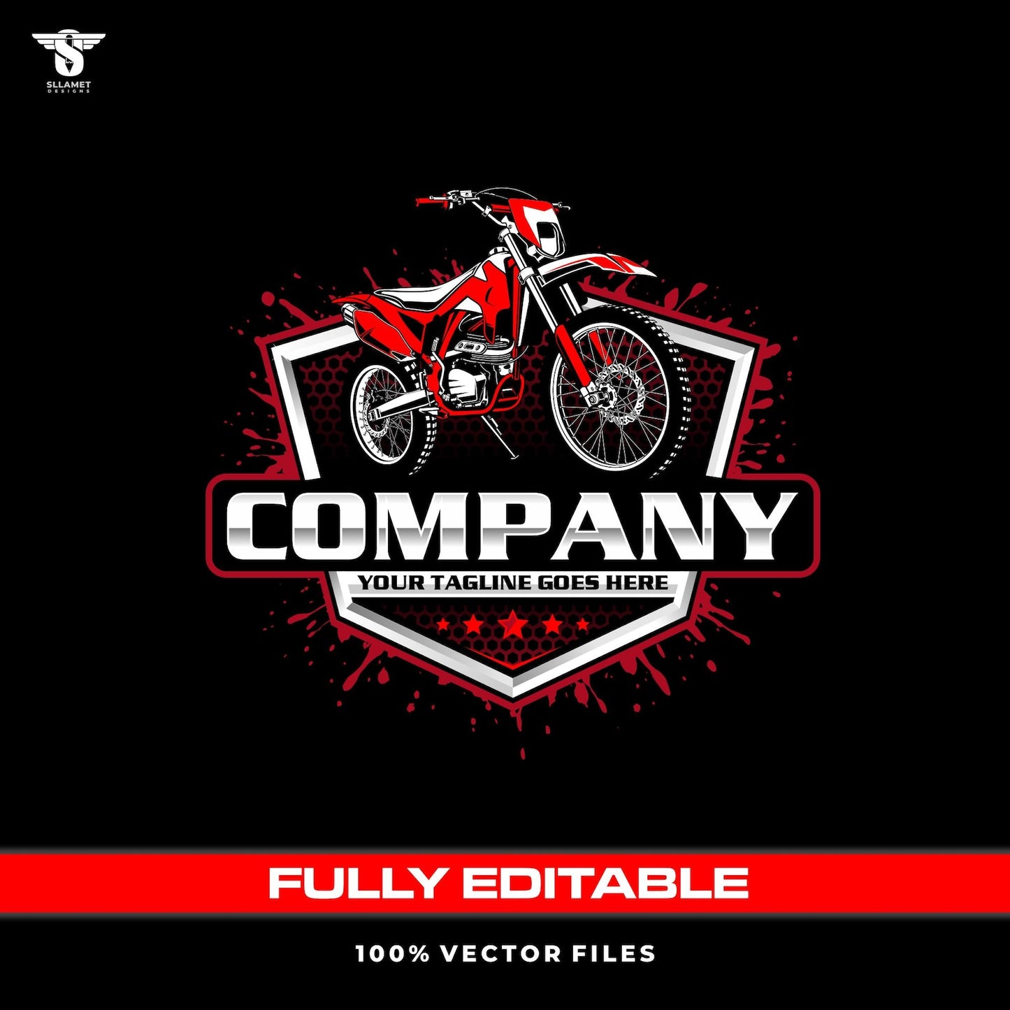Dirt bike logo template with off road motorcycle design in SVG AI EPS editable vector format