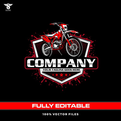 Dirt bike logo template with off road motorcycle design in SVG AI EPS editable vector format