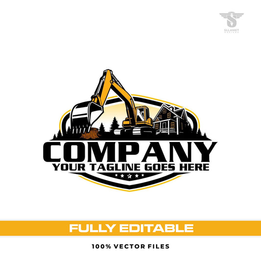 Excavation service logo template for backyard renovation in SVG AI EPS PNG JPG editable vector format