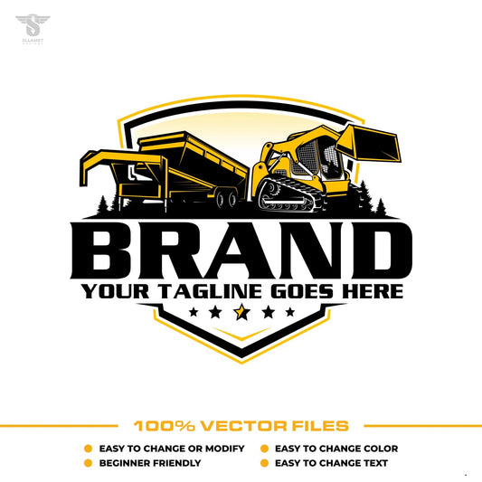 Skid Steer Loader, Dump Trailer logo Template