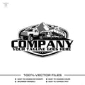 Hauling junk removal logo template with pickup truck dump trailer in SVG AI EPS PNG editable vector format