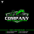 Professional lawn mower and dump trailer logo template for landscaping and hauling services. Includes SVG, AI, EPS, PNG files. Fully editable.
