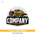 Log skidder logging equipment logo template in forestry industry SVG AI EPS PNG editable vector format