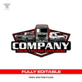 Logistics transport logo template with semi truck shipping design in SVG AI EPS PNG editable vector format