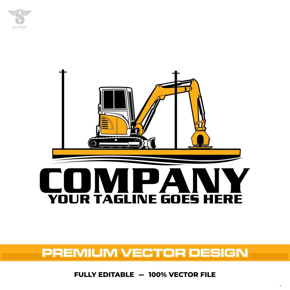 Marine excavation logo template for dock construction shoreline service in SVG AI EPS PNG editable vector format