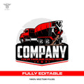 Mixer truck logo template for cement concrete construction in SVG AI EPS PNG editable vector format