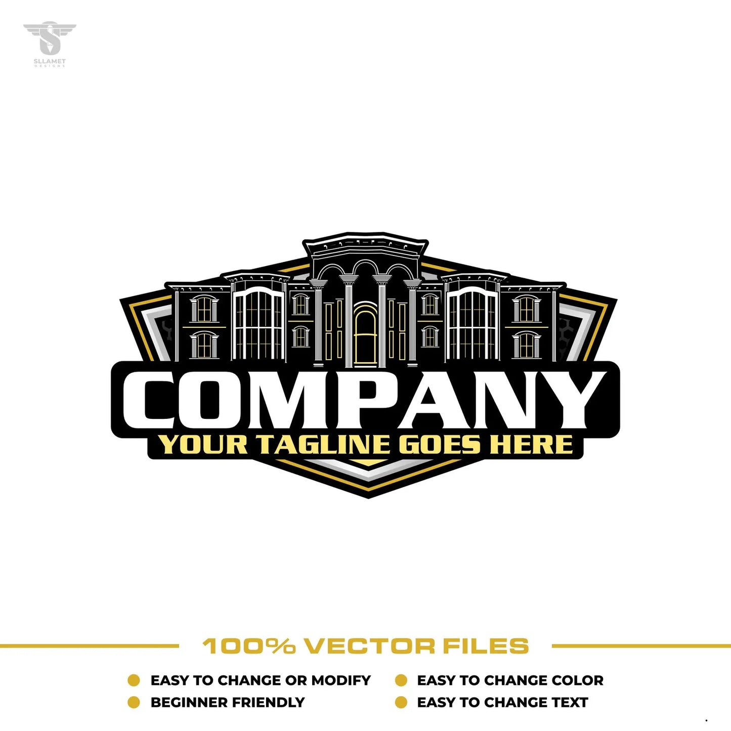 Real estate logo template for luxury property company building in SVG AI EPS PNG editable vector format