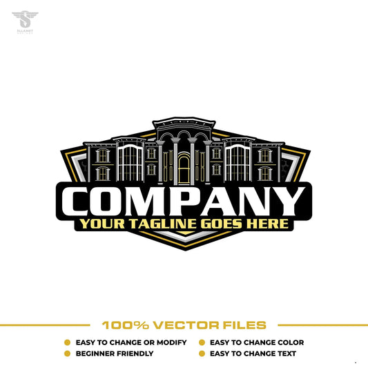 Real estate logo template for luxury property company building in SVG AI EPS PNG editable vector format