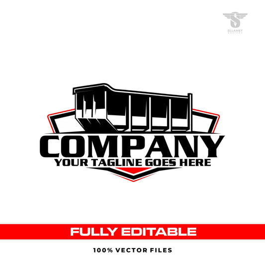Roll off dumpster logo template for junk removal and waste management in SVG AI EPS PNG editable vector format