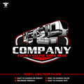 Fifth wheel logo template for camper RV dealer business in SVG AI EPS PNG editable vector format