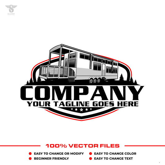 Park model RV logo template for destination trailer company in SVG AI EPS PNG editable vector format