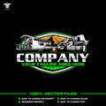 RV park logo template with fifth wheel and park model camper design in SVG AI EPS PNG editable vector format