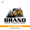Skid steer logo template for forestry and land clearing in SVG AI EPS PNG editable vector format