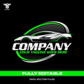 Sports car logo template for automotive garage speed performance branding in SVG AI EPS PNG editable vector format