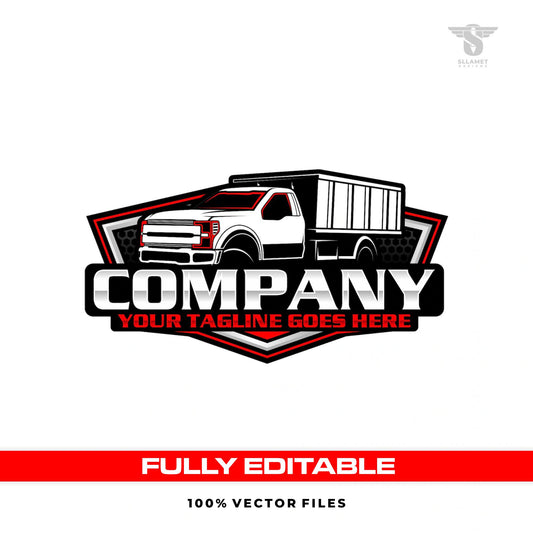 Super duty dump truck logo template for construction hauling in SVG AI EPS PNG editable vector format