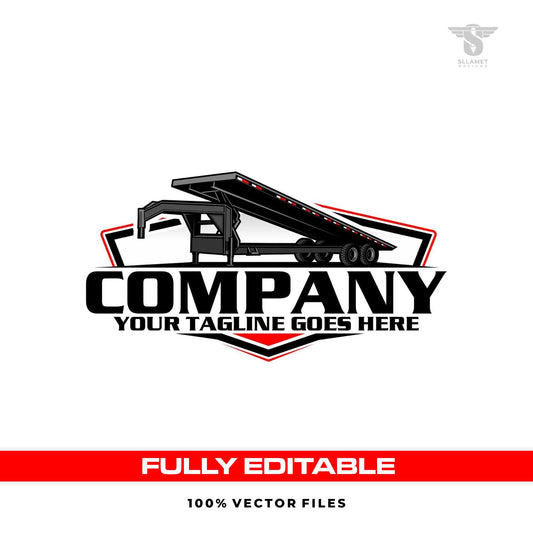 Tilt trailer logo template for equipment transport hauling service in SVG AI EPS PNG editable vector format