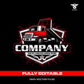 American flatbed tow truck logo template for roadside recovery in SVG AI EPS PNG editable vector format