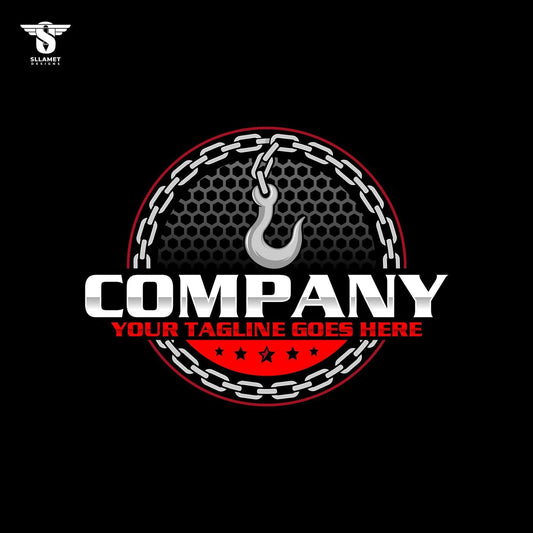 Chain hook towing logo template for roadside recovery service in SVG AI EPS PNG editable vector format