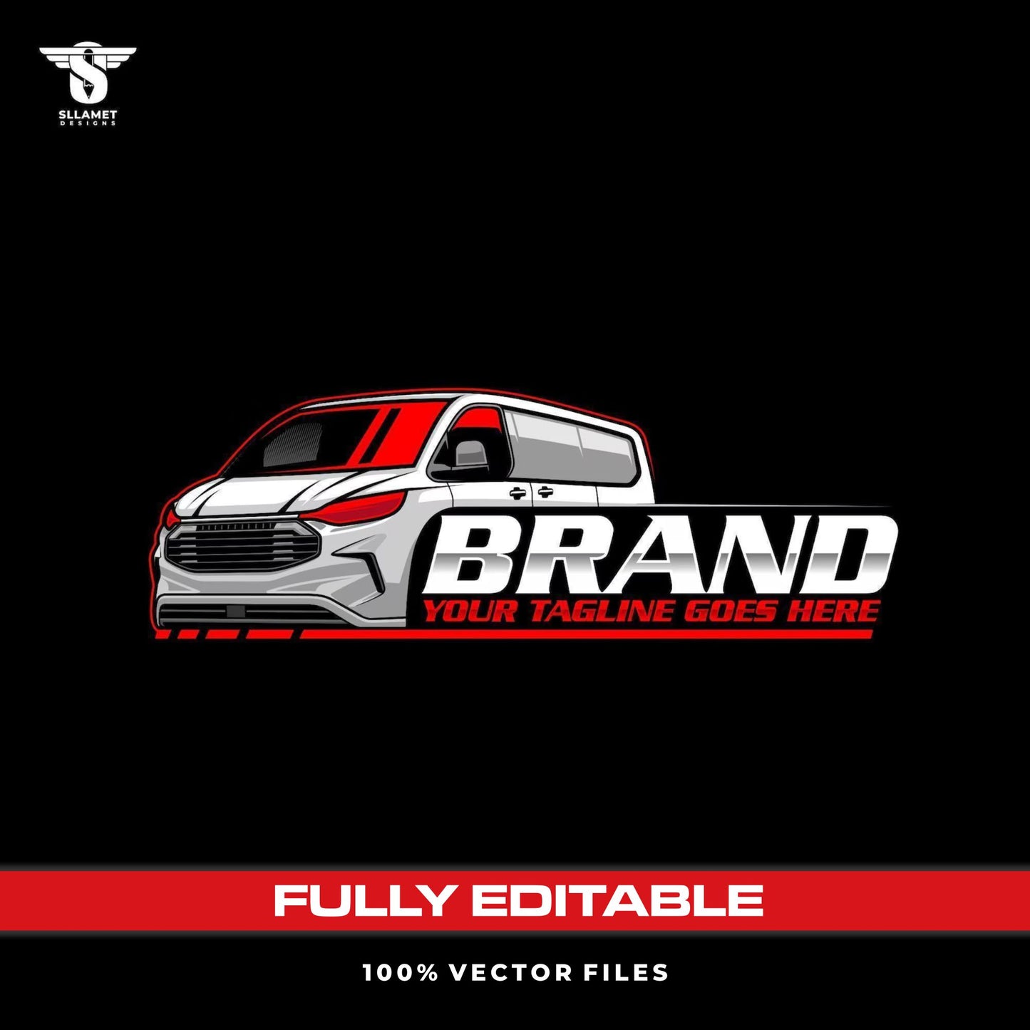 Transit van logo template for commercial vehicle service in SVG AI EPS PNG editable vector format