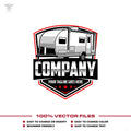Travel trailer logo template for RV camper rental in SVG AI EPS PNG editable vector format