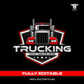 Trucking company logo template for freight transport logistics in SVG AI EPS PNG editable vector format